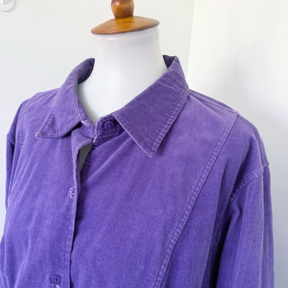 Women's Vtg Y2K Purple Cord Corduroy Shacket Shirt Jacket 3X Cotton Stretch - Picture 4 of 16